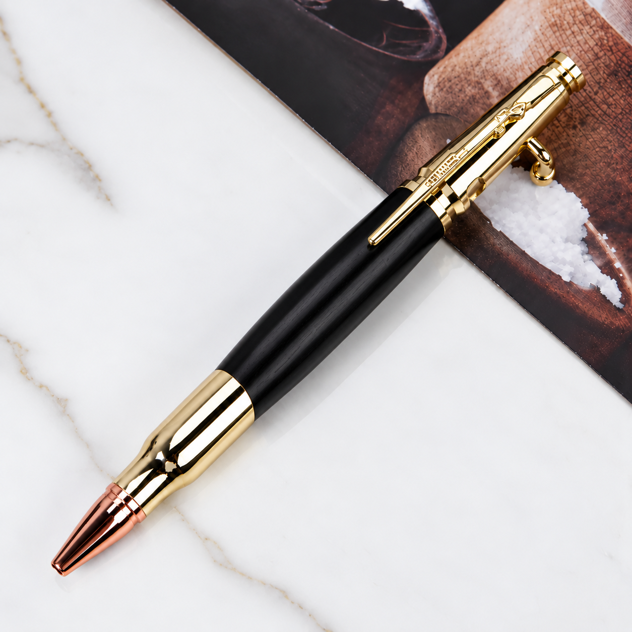 Handcrafted Bolt Action Bullet Pen with Authentic Shell Casing