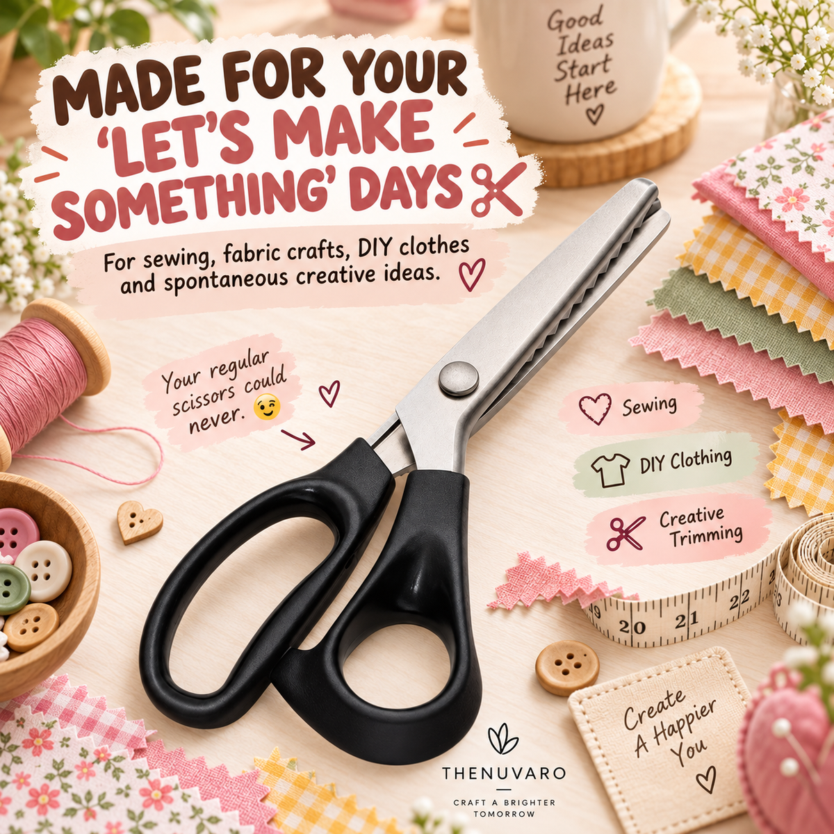 ✂️ Zigzag Fabric Pinking Shears – Cleaner Edges for Sewing. Crafts & DIY