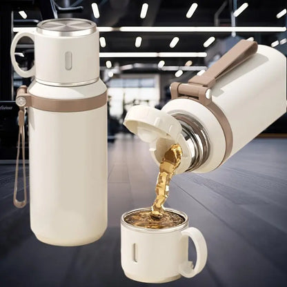 🥤❄️1PCS 600ml 316 stainless steel vacuum insulated bottle, 21oz double-walled insulated cup with dual lids