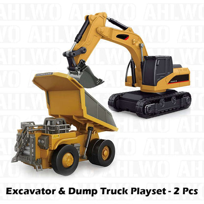 RC Construction Vehicle Toy Set with Excavator. Dump Truck. Forklift & Bulldozer