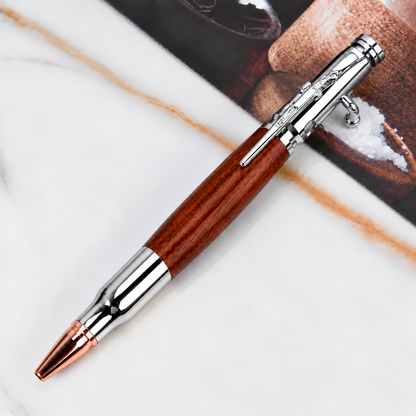 Handcrafted Bolt Action Bullet Pen with Authentic Shell Casing