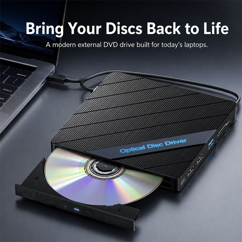 🔥 All-in-One External DVD Drive – Read. Burn. Transfer & Expand Your Laptop Connections