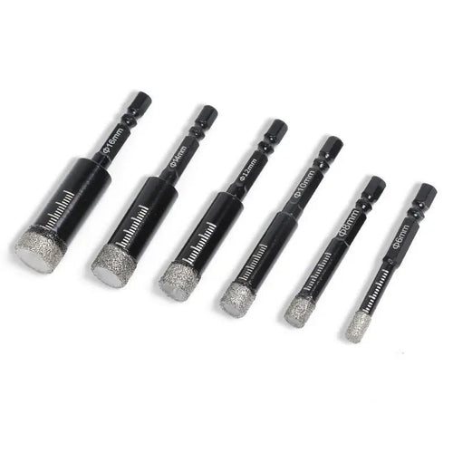 🔥Dry Diamond Drill Bit Set 🛠 Hex Shank Brazed Hole Saw for Tile, Glass & Granite