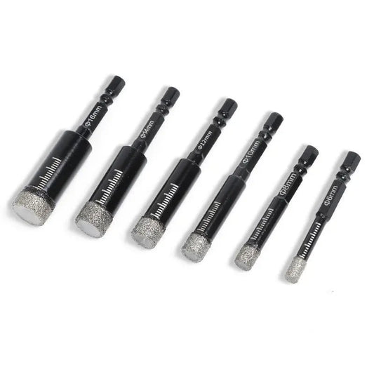 🔥Dry Diamond Drill Bit Set 🛠 Hex Shank Brazed Hole Saw for Tile, Glass & Granite