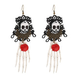 Halloween Lace Skeleton Hand Dangle Earrings