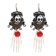 Halloween Lace Skeleton Hand Dangle Earrings