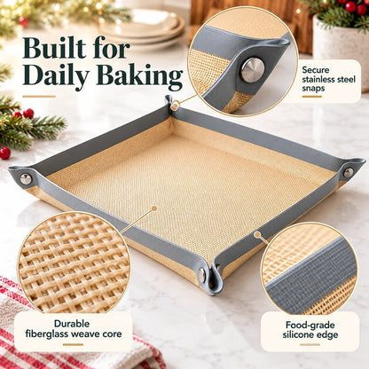 ⏰LAST DAY 50% OFF -Snap-Lock Silicone Baking Mat -2in-1 Nonstick Oven Liner & RaisedEdge Roasting Mat