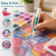 🔥 Last Day 50% OFF – 💎 Automatic Crystal Art Bead Dispenser Pen & Tray Set