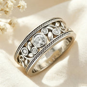 Openwork Floral CZ Ring