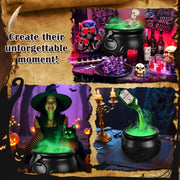 Cauldron Halloween Decor (With Magic Floating Potion Bottles & Diffuser)