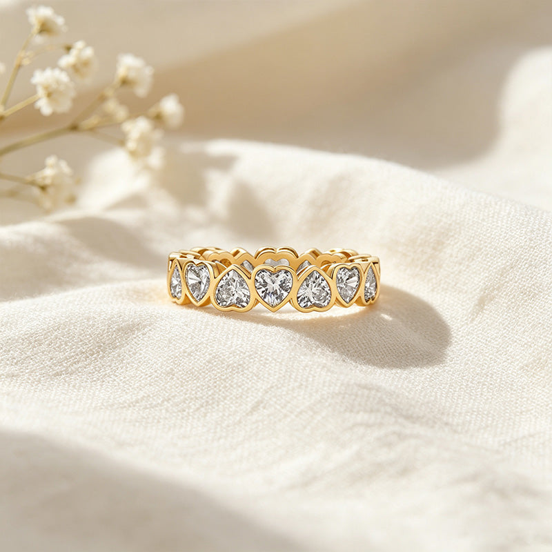 Heart-Paved Band Ring