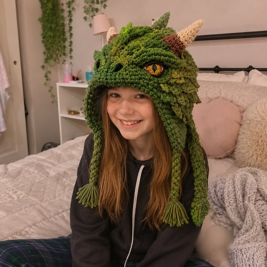 🐉✨ Fantasy Hood Hat DIY Crochet Kit | Premium Soft Yarn Materials with Step-by-Step Guide DIY Handmade Wearable Character Hood 🧶🎭