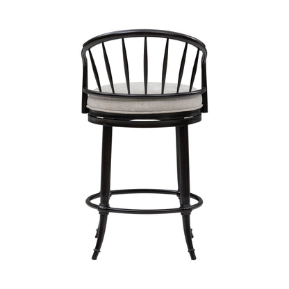 Luther - Commercial Grade Steel Frame Fabric Upholstered Swivel Counter Height Barstool