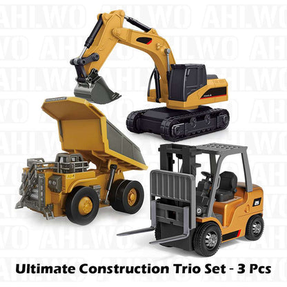 RC Construction Vehicle Toy Set with Excavator. Dump Truck. Forklift & Bulldozer