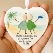 💝Heart-Shaped Sea Glass Friendship Decor✨ Shaped by Nature & Crafted by Hand