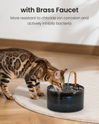 MISFANS Silent Cat Water Fountain 2.1L Pet Water Fountain Ultra-Quiet Copper Spout Night Light 6-Layer Filter Soft Blue LED Automatic Gravity Feeder|Wired plug-in model