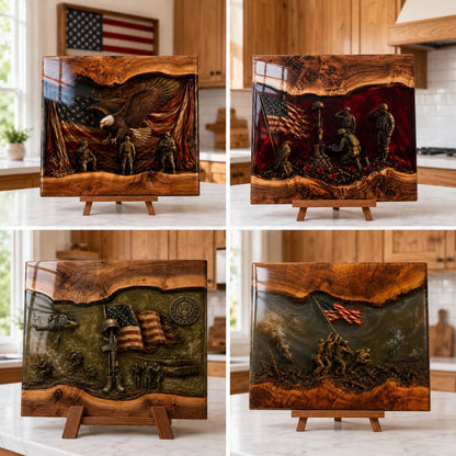 🎖️ Handcrafted Veteran Memorial Display Board – Honor Their Service