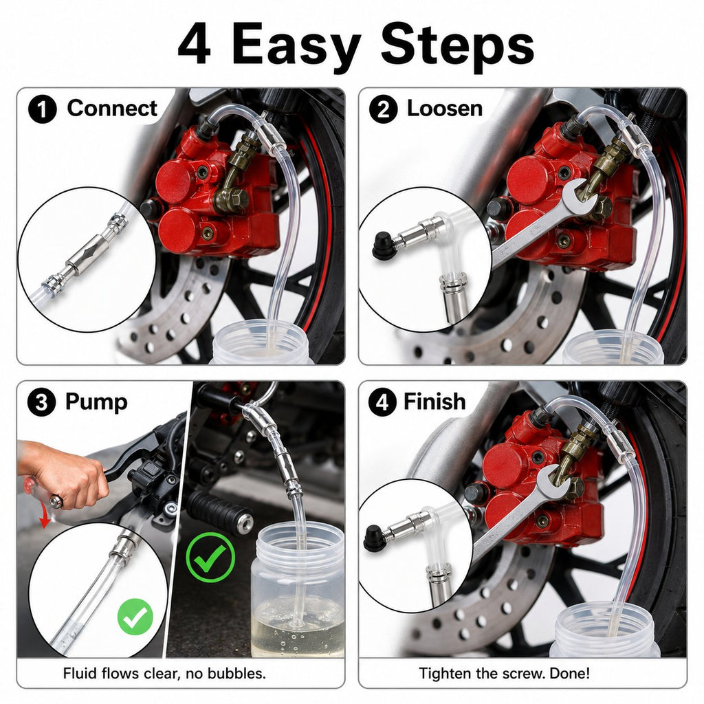 🛠️ One-Way Brake Bleeder Hose Kit -🚗Restore stronger braking performance — no repair shop