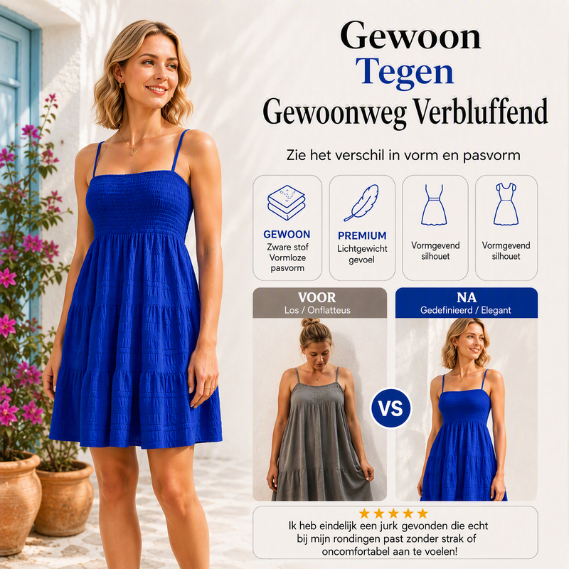👗 Dames Mouwloze Gerimpelde Mini-jurk | 40% KORTING ⏰ Zomerdeal!