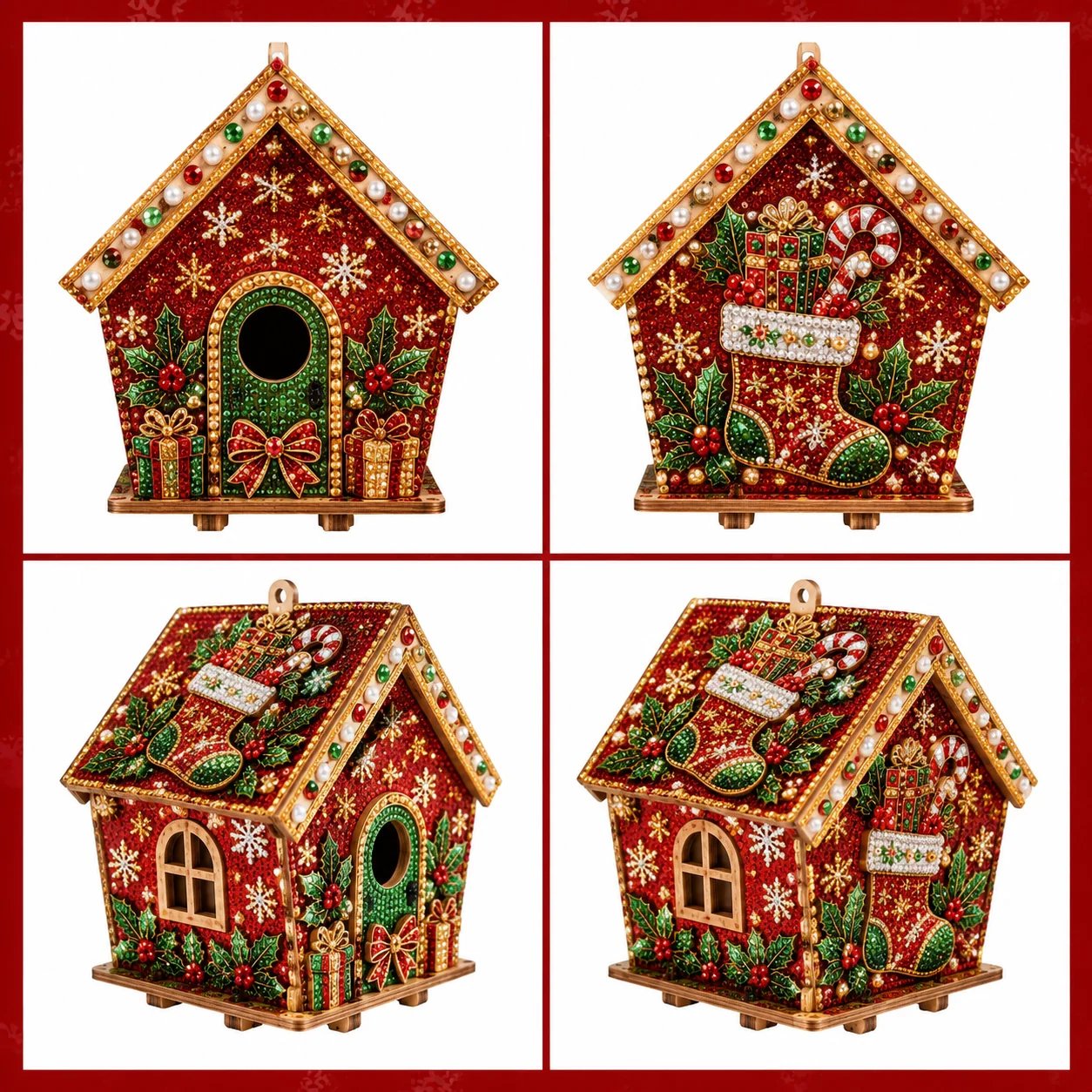 🧩Beginner-Friendly Diamond Painting Assembly-🔥3D Wooden House Rhinestone Diamond Art DIY Kit - Christmas Collection