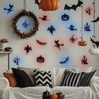 🎃8 Pack Halloween LED Silhouette Wall Light Stickers. Battery Powered Peel & Stick Decor Lights