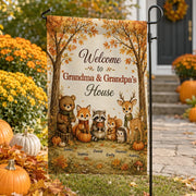 Welcome to Grandma & Grandpa's House Personalized Garden Flag, Autumn Forest Creative Gift for Grandparents