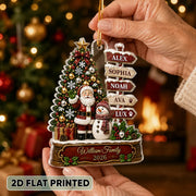 Personalized Acrylic Ornament with Santa, Snowman & Family Signpost, Unique Christmas Gift for Family