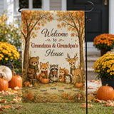 Welcome to Grandma & Grandpa's House Personalized Garden Flag, Autumn Forest Creative Gift for Grandparents