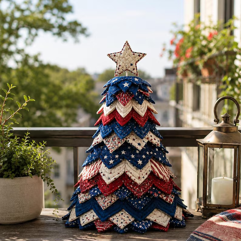 🧘Relaxing & Beginner-Friendly-🎄Americana Christmas Tree Quilt Kit
