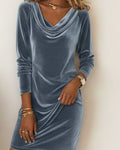 The Fall/Winter Daily Gem: Fashionable Cowl Neck Dress. Warm & Chic