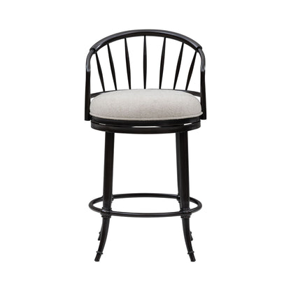 Luther - Commercial Grade Steel Frame Fabric Upholstered Swivel Counter Height Barstool