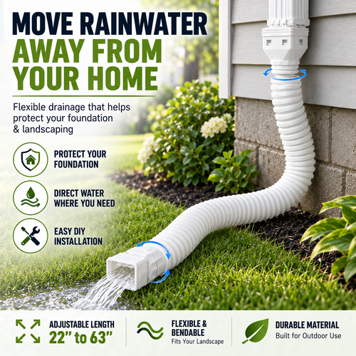 🏡 Flexible Rain Gutter Downspout Extension Kit  – Adjustable 22-63 Drain Pipe with Leaf Filter for Foundation Protection