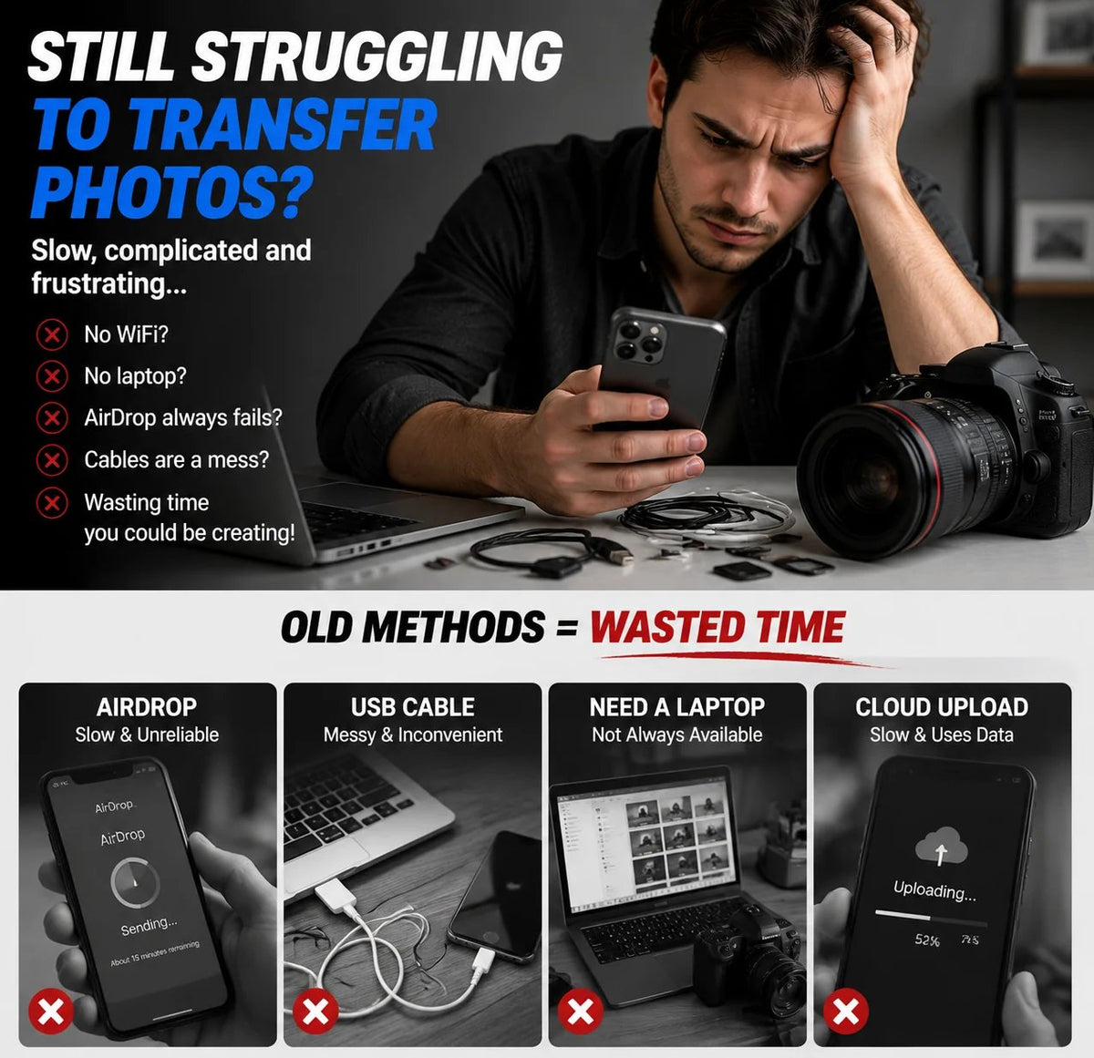 🔥HOT SALE 50% OFF🔌5-in-1 SD Card Reader for iPhone & USB-C – Fast Photo & Video Transfer Adapter