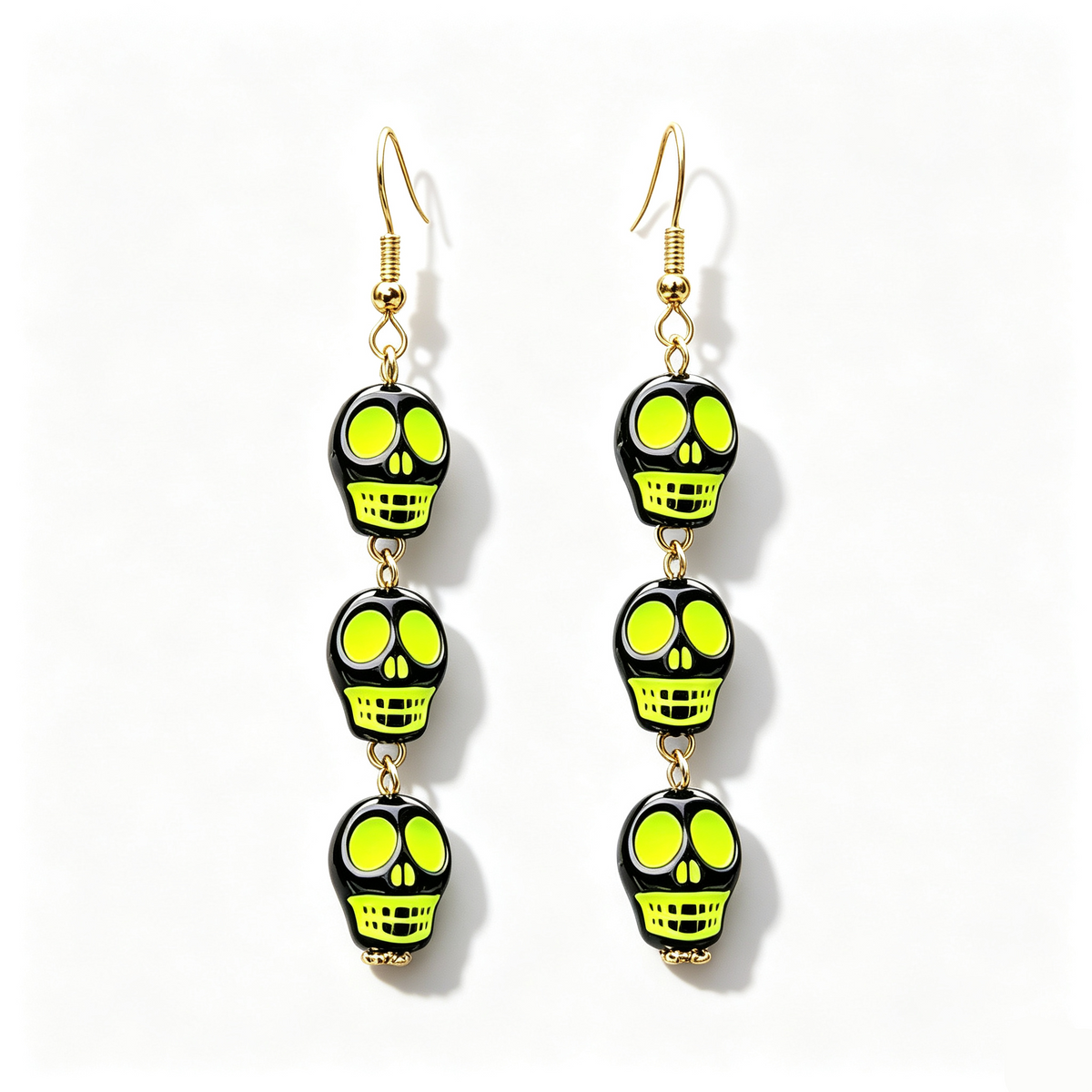 Colorful Skull Halloween Dangle Earrings