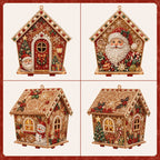 🧩Beginner-Friendly Diamond Painting Assembly-🔥3D Wooden House Rhinestone Diamond Art DIY Kit - Christmas Collection