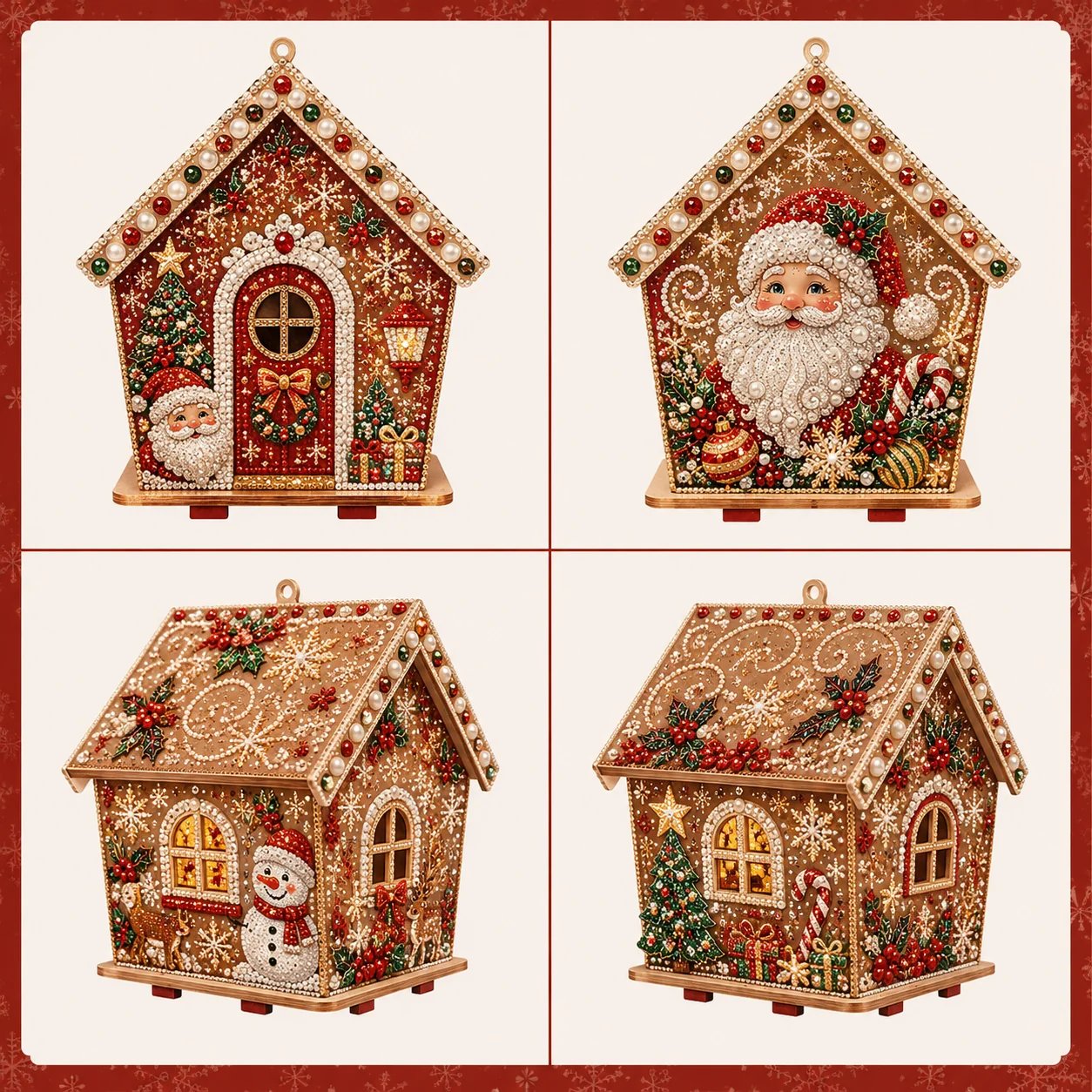 🧩Beginner-Friendly Diamond Painting Assembly-🔥3D Wooden House Rhinestone Diamond Art DIY Kit - Christmas Collection