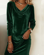 The Fall/Winter Daily Gem: Fashionable Cowl Neck Dress. Warm & Chic