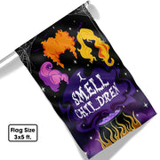 Three Witches Halloween I Smell Children Flag