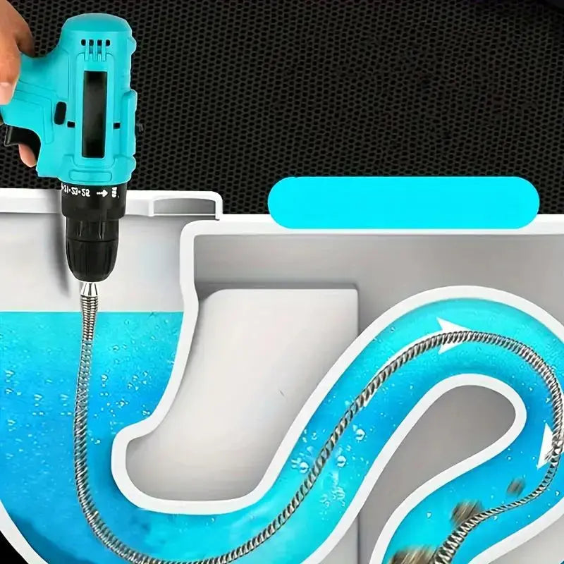 🔧 Flexible Drill-Powered Drain Cleaning Snake – Deep Pipe Clog Remover for Sinks. Showers & Toilets