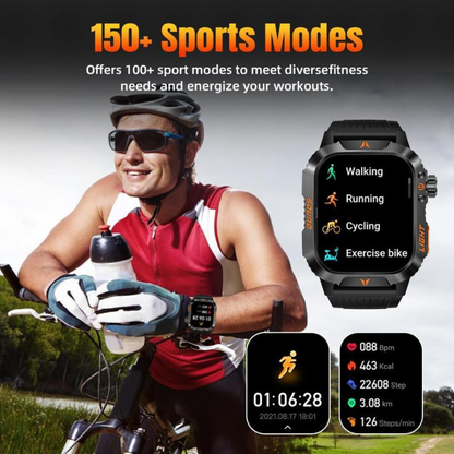 Military Smart Watch, Sports Smartwatch with LED Flashlight Compass