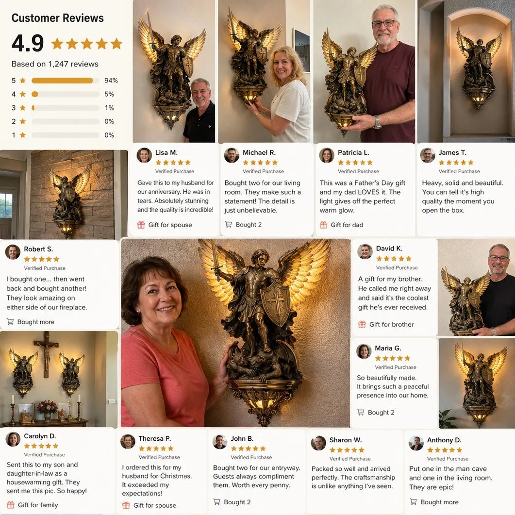 🕊️St. Michael Guardian Angel Wall Light