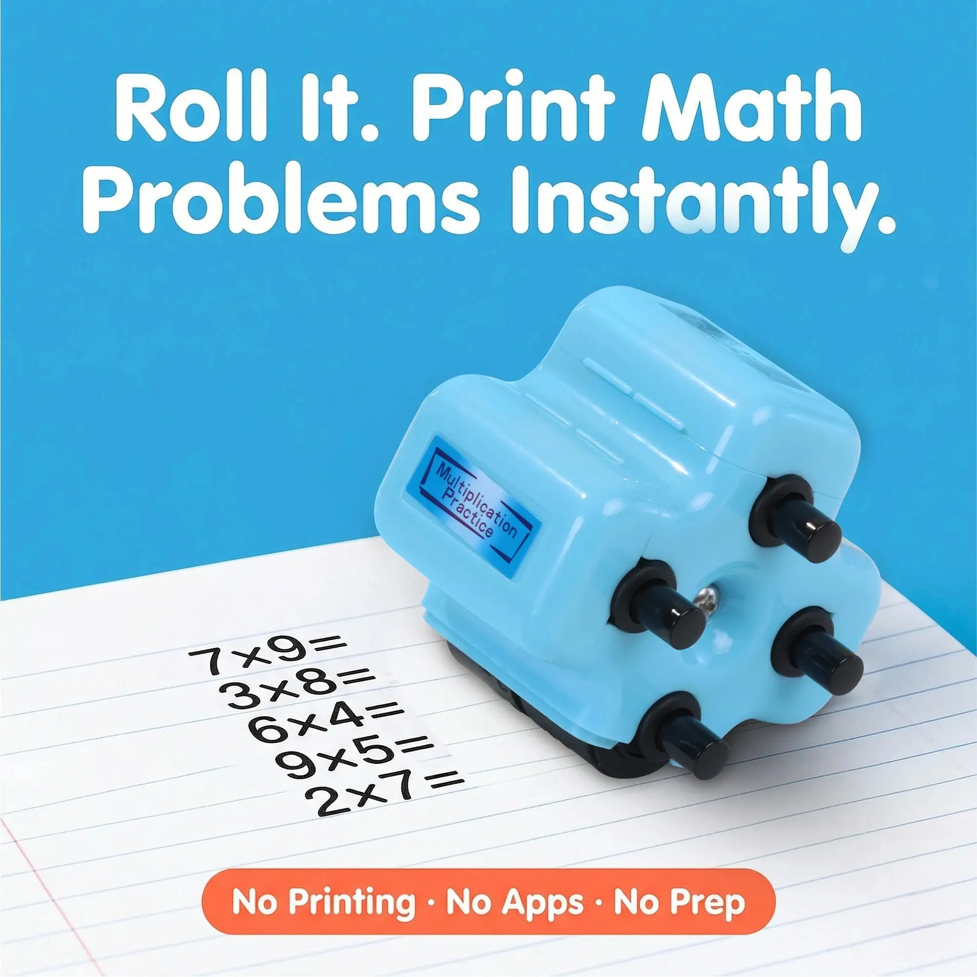 Math Teacher 4 in 1 Math Roller Stamp, Addition Subtraction Multiplication Practice Tool, Math Stamp Ink Roller for Kids Ages 5-9 1st 2nd 3rd Grade Classroom Homeschool Home Use, Math Gift for Kids, Summer Learning | GoldenEgg