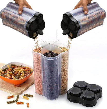 4 Section Transparent Storage Container with Lid (2500 ML) | Multi-Purpose Organizer Box for Snacks, Dry Fruits, Spices & Kitchen Essentials: f