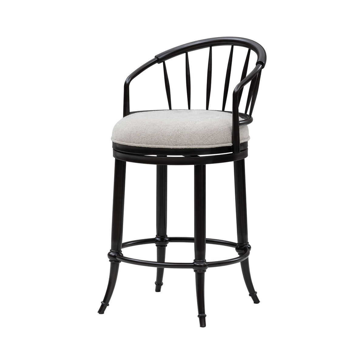 Luther - Commercial Grade Steel Frame Fabric Upholstered Swivel Counter Height Barstool
