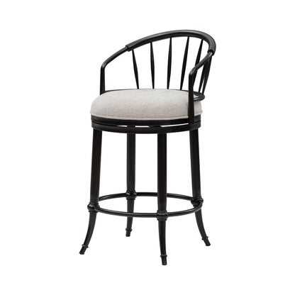 Luther - Commercial Grade Steel Frame Fabric Upholstered Swivel Counter Height Barstool