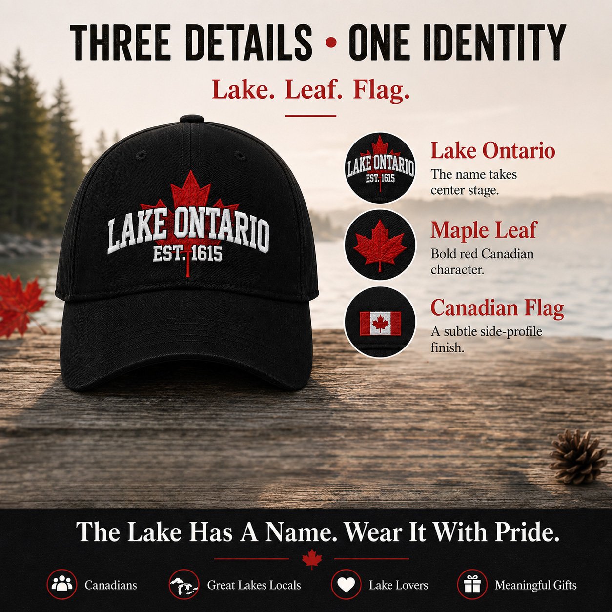 🔥LAST DAY 50% OFF - 🍁Lake Ontario Forever – Heritage Embroidered Cap (🧢100% Cotton)