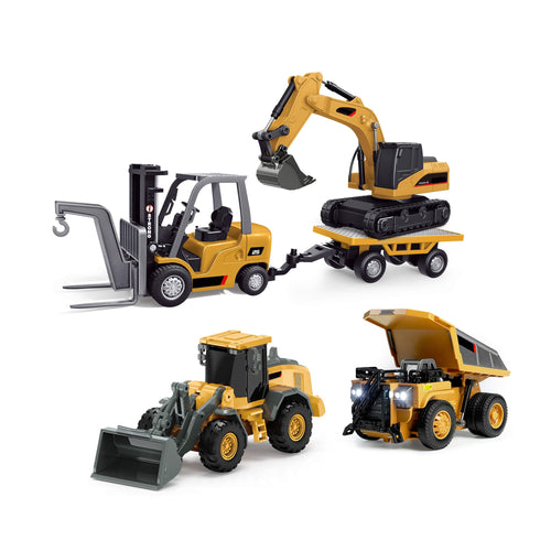 RC Construction Vehicle Toy Set with Excavator. Dump Truck. Forklift & Bulldozer