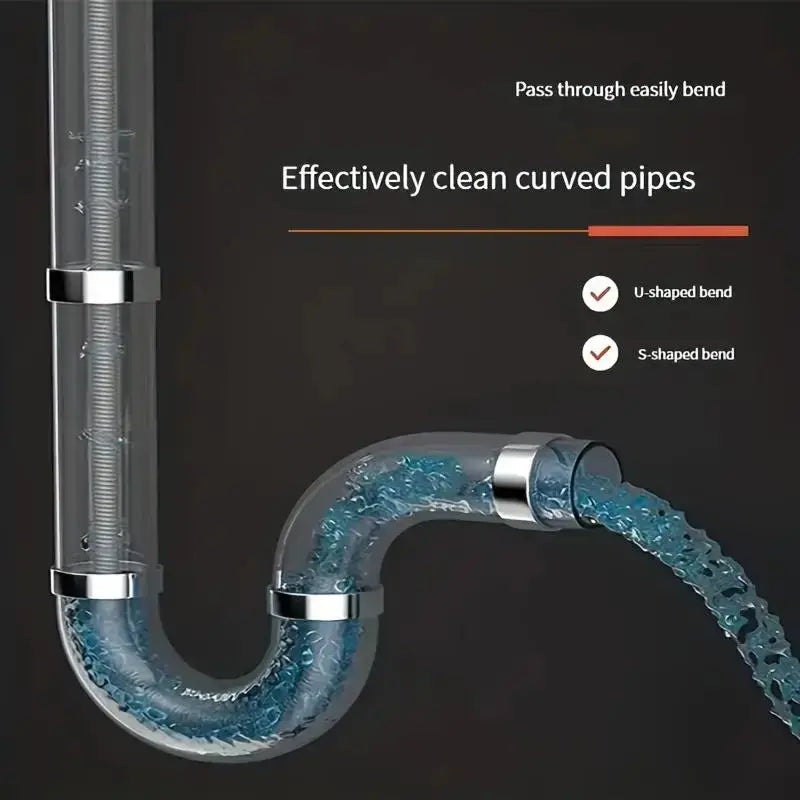 🔧 Flexible Drill-Powered Drain Cleaning Snake – Deep Pipe Clog Remover for Sinks. Showers & Toilets