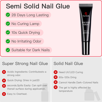 15g Semi solid glue New Upgrade Super Strong Quick drying without cure nail glue