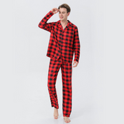 Red Plaid Stand Collar Matching Family Christmas Pajamas